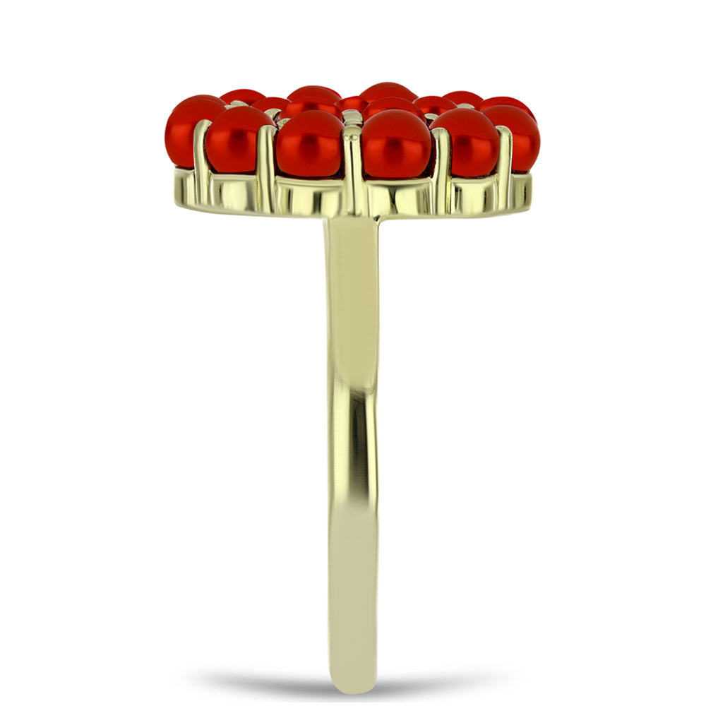 Goldplattierter Silberring mit roter Süßwasserperle und weißem Topas 4 