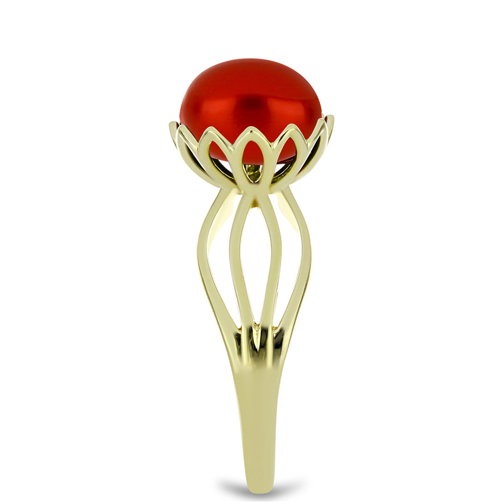 Goldplattierter Silberring mit roter Süßwasserperle 4 