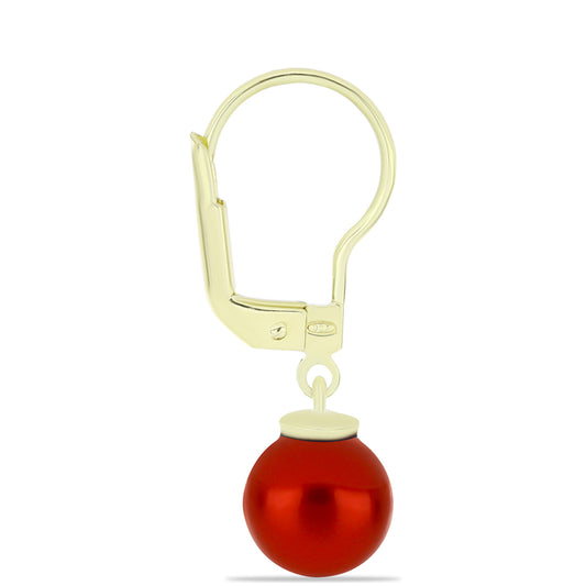 Goldplattierte Silberohrringe mit roter Süßwasserperle