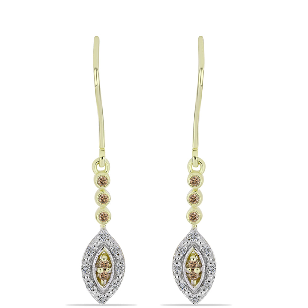 Goldplattierte Silberohrringe mit Champagner-Diamant 1 