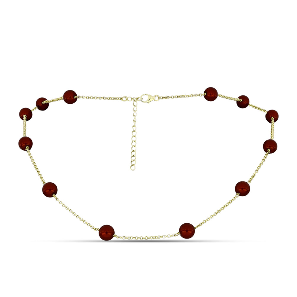 Goldplattierte Silberhalskette mit roter Süßwasserperle 1 
