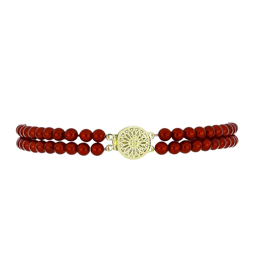 Goldplattiertes Silberarmband mit roter Süßwasserperle 2 