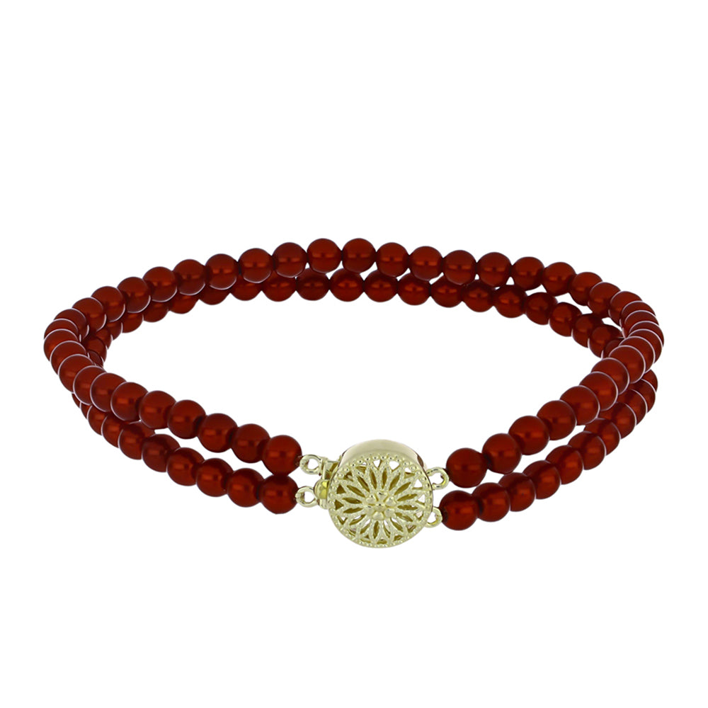 Goldplattiertes Silberarmband mit roter Süßwasserperle 1 
