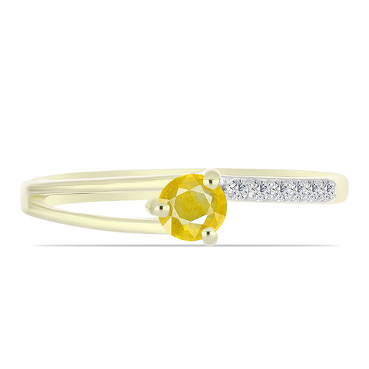 Goldplattierter Silberring mit gelbem Rosebery Saphir und weißem Topas