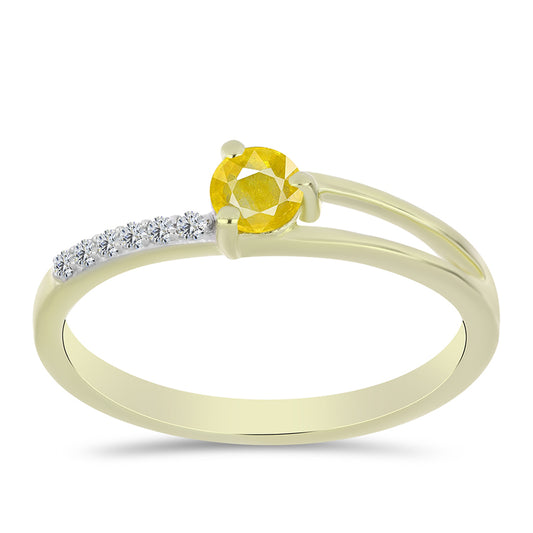 Goldplattierter Silberring mit gelbem Rosebery Saphir und weißem Topas