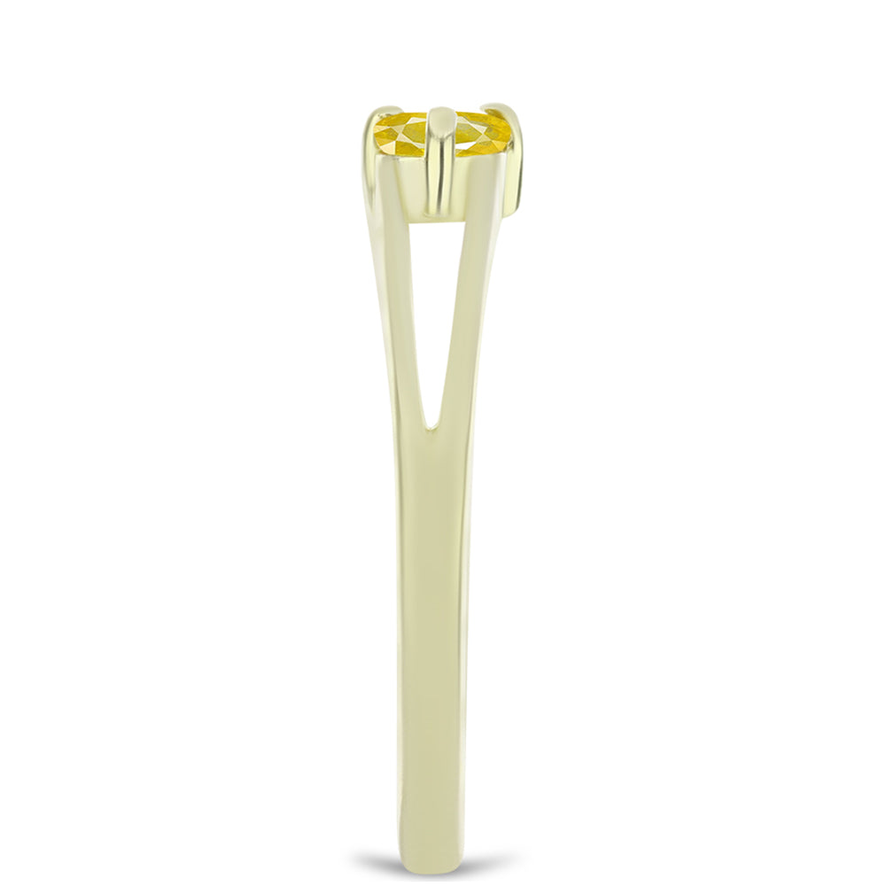 Goldplattierter Silberring mit gelbem Rosebery Saphir und weißem Topas