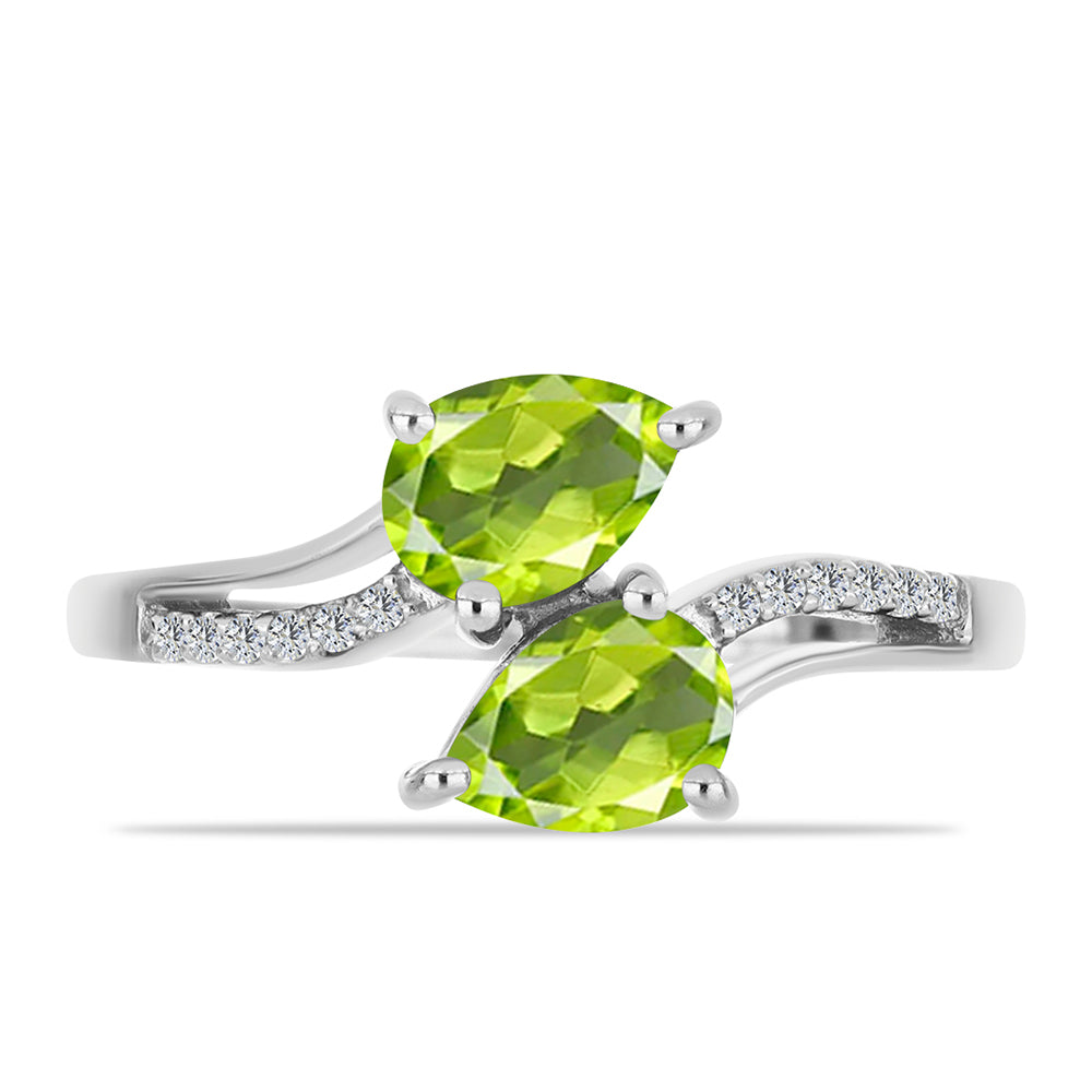 Silberring mit Peridot aus Changbai und weißem Topas 2 