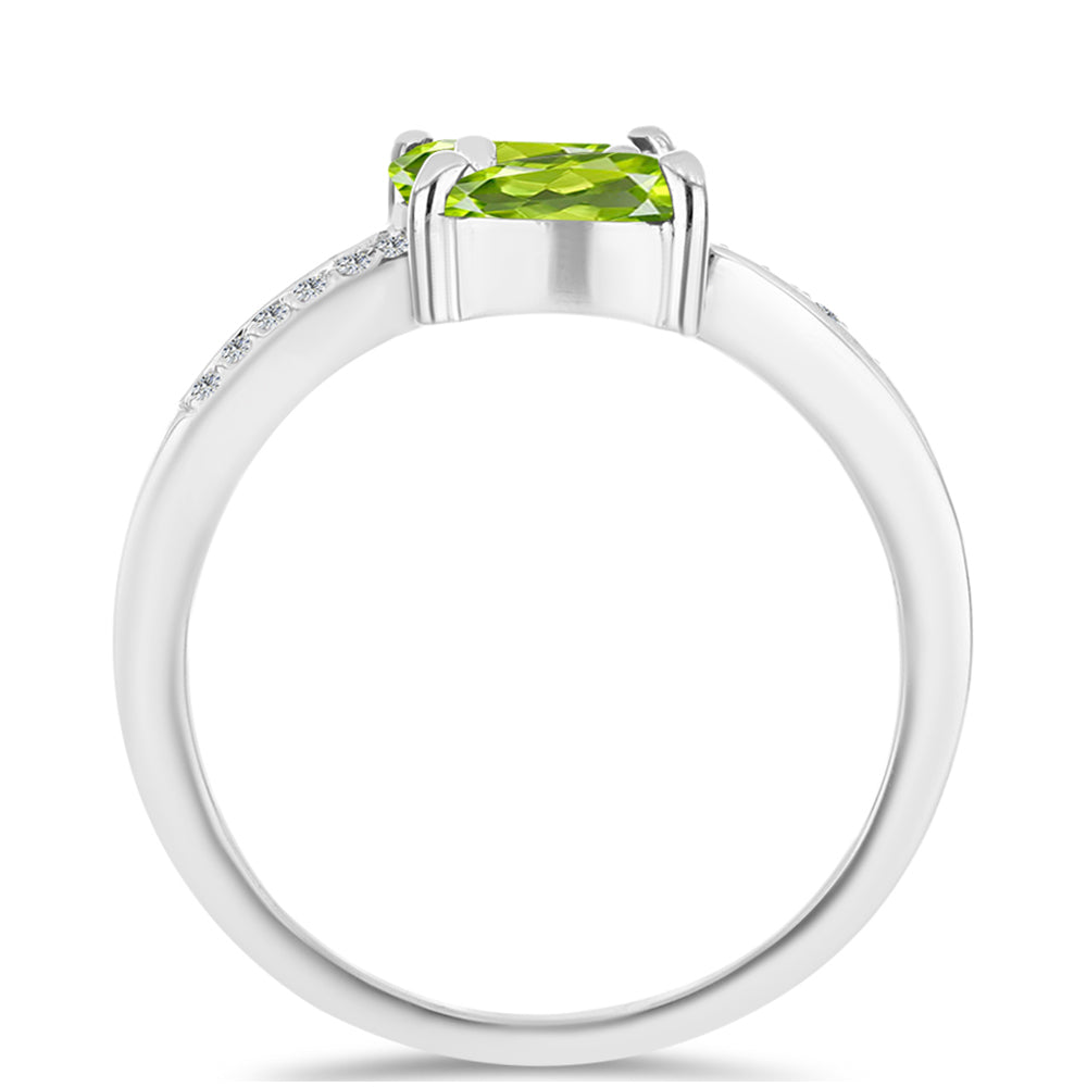 Silberring mit Peridot aus Changbai und weißem Topas 3 