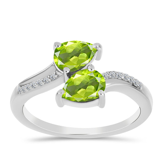 Silberring mit Peridot aus Changbai und weißem Topas