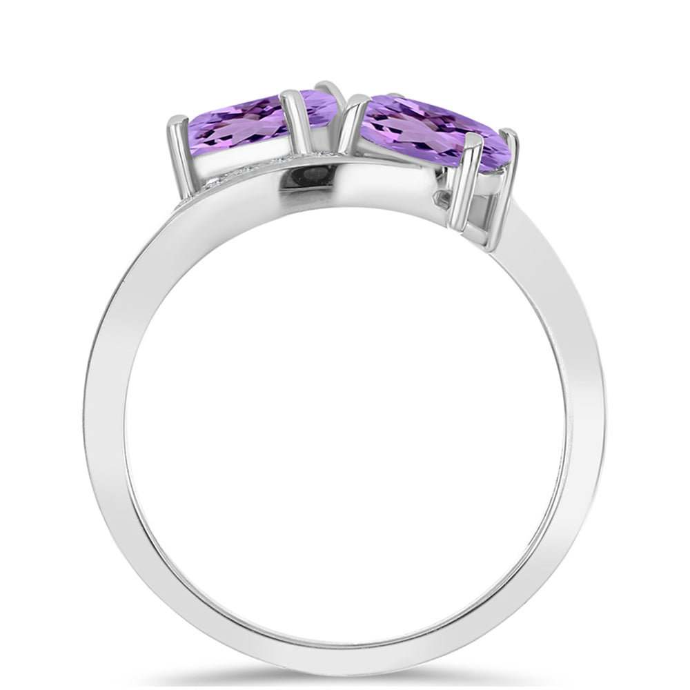 Silberring mit Rose De France Amethyst und weißem Topas 2 