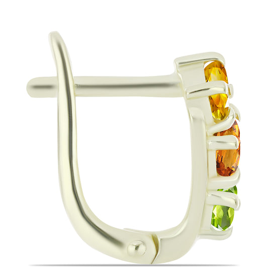 Goldplattierte Silberohrringe mit regenbogenfarbenem Rosebery Saphir