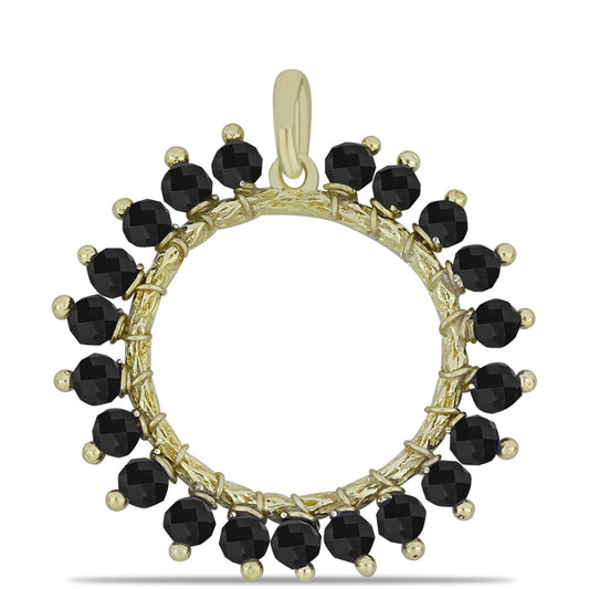 Goldplattierter Silberanhänger mit schwarzem Onyx aus Suwar