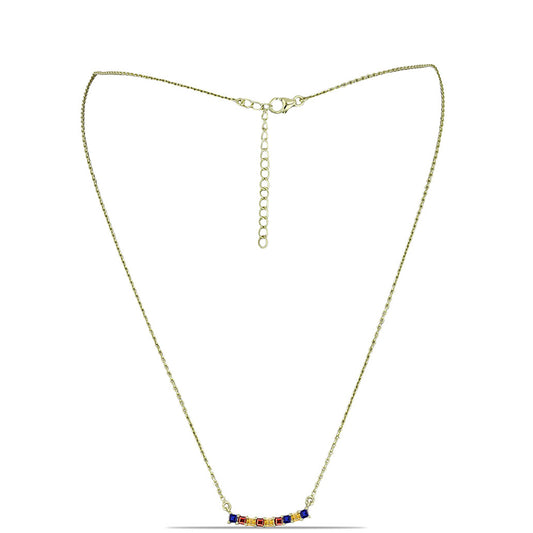 Goldplattierte Silberhalskette mit regenbogenfarbenem Rosebery Saphir