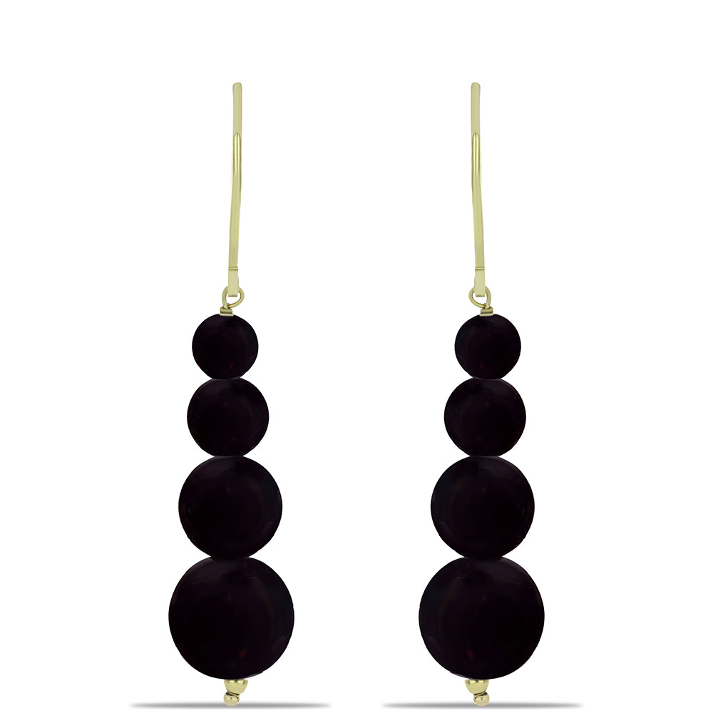 Goldplattierte Silberohrringe mit schwarzem Onyx aus Suwar