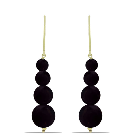 Goldplattierte Silberohrringe mit schwarzem Onyx aus Suwar