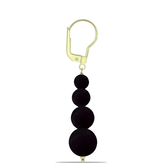 Goldplattierte Silberohrringe mit schwarzem Onyx aus Suwar