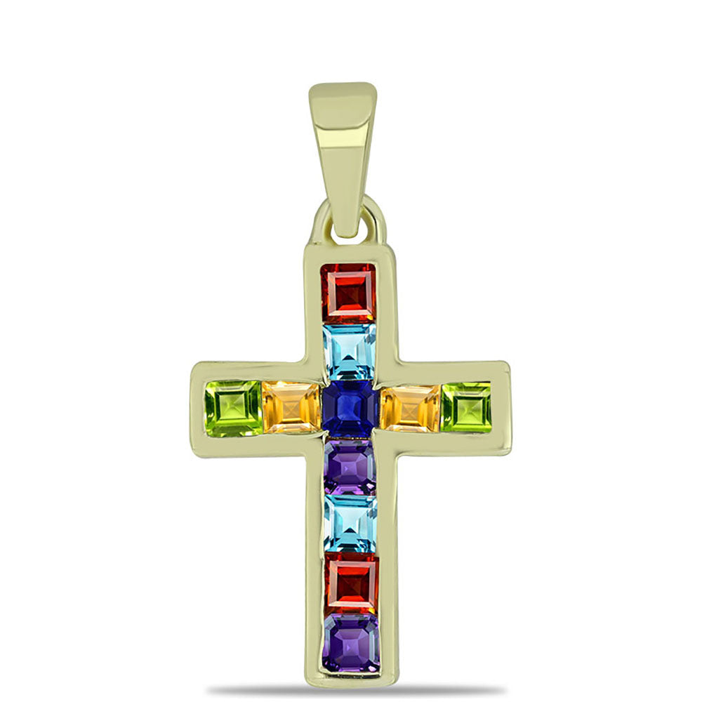 Goldplattierter Silberanhänger mit regenbogenfarbenem Rosebery Saphir 1 