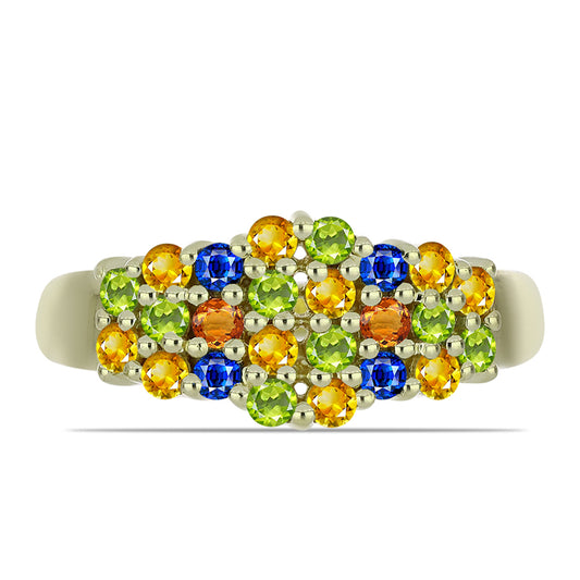 Goldplattierter Silberring mit regenbogenfarbenem Rosebery Saphir