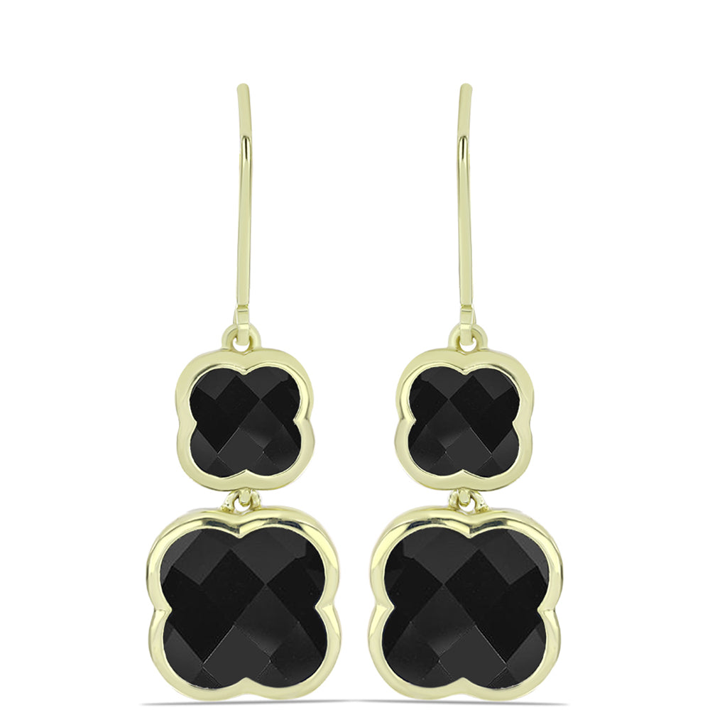 Goldplattierte Silberohrringe mit schwarzem Onyx aus Suwar 1 
