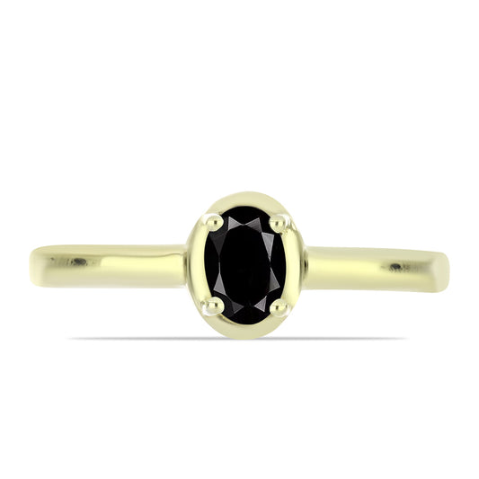 Goldplattierter Silberring mit schwarzem Onyx aus Suwar