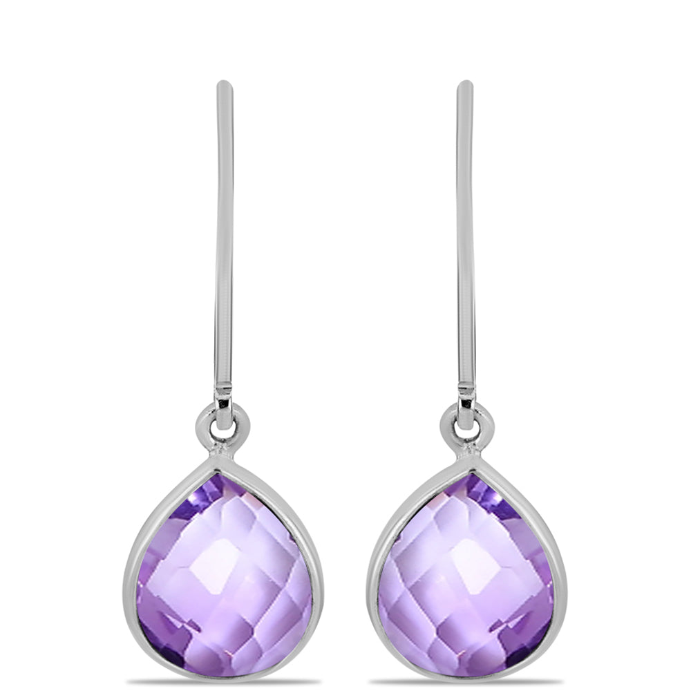 Silberohrringe mit Rose De France Amethyst