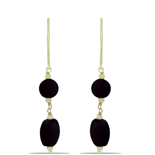 Goldplattierte Silberohrringe mit schwarzem Onyx aus Suwar