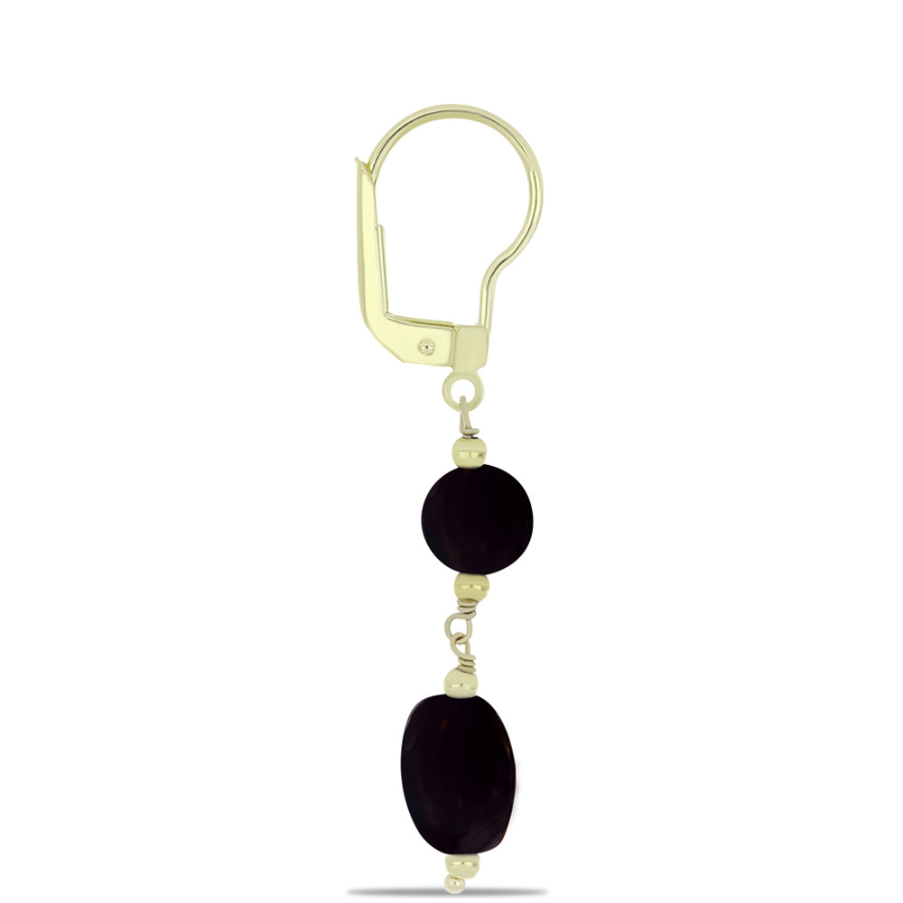 Goldplattierte Silberohrringe mit schwarzem Onyx aus Suwar