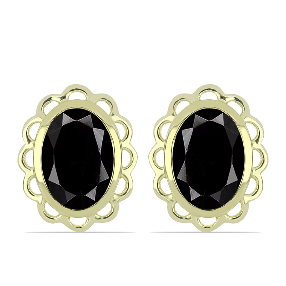 Goldplattierte Silberohrringe mit schwarzem Onyx aus Suwar