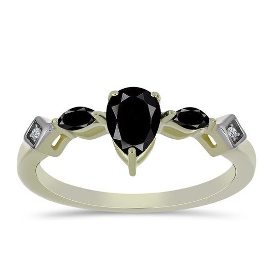 Goldplattierter Silberring mit schwarzem Onyx aus Suwar und weißem Topas