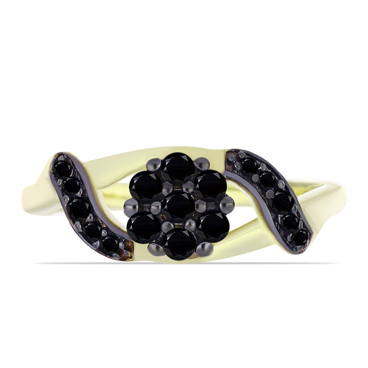 Goldplattierter Silberring mit schwarzem Onyx aus Suwar