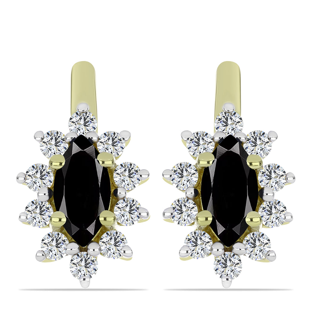 Goldplattierte Silberohrringe mit schwarzem Onyx aus Suwar und weißem Topas