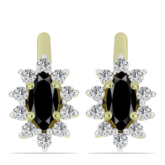 Goldplattierte Silberohrringe mit schwarzem Onyx aus Suwar und weißem Topas