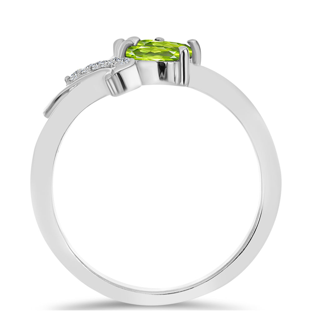 Silberring mit Peridot aus Changbai und weißem Topas 2 