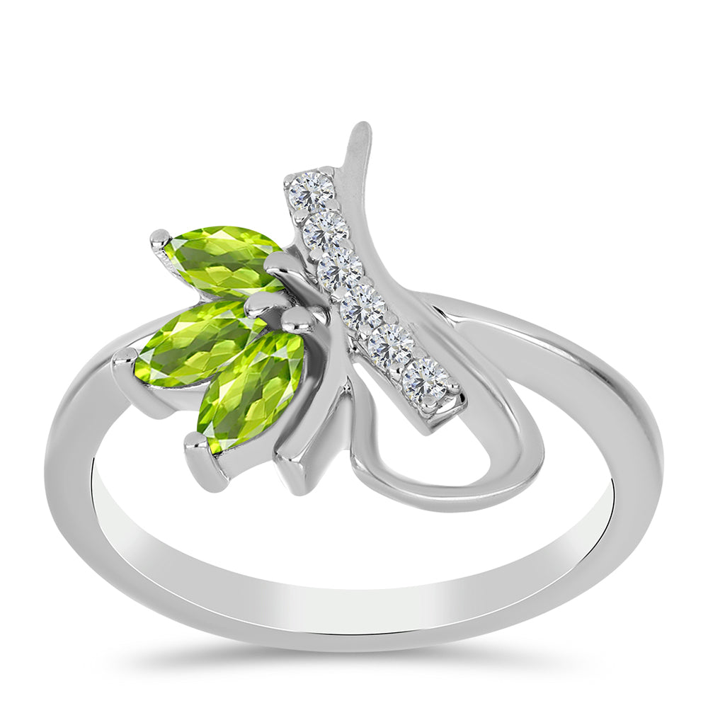 Silberring mit Peridot aus Changbai und weißem Topas 3 