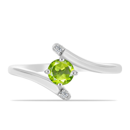 Silberring mit Peridot aus Changbai und weißem Topas