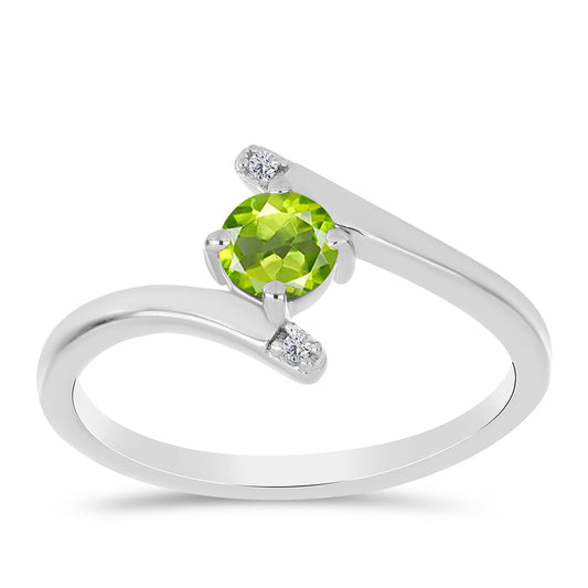Silberring mit Peridot aus Changbai und weißem Topas