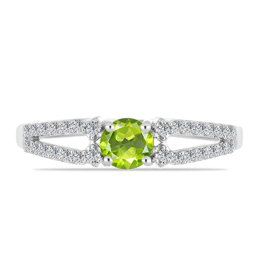 Silberring mit Peridot aus Changbai und weißem Topas