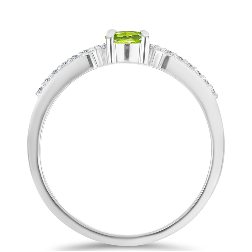 Silberring mit Peridot aus Changbai und weißem Topas 3 