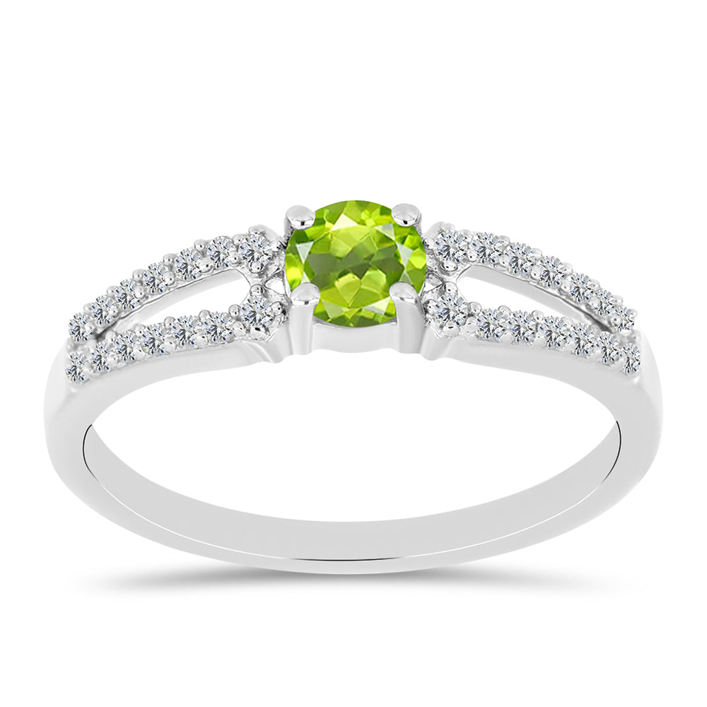 Silberring mit Peridot aus Changbai und weißem Topas 1 