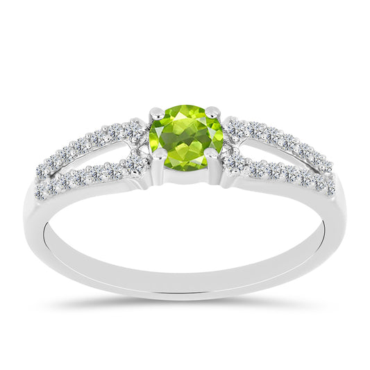 Silberring mit Peridot aus Changbai und weißem Topas