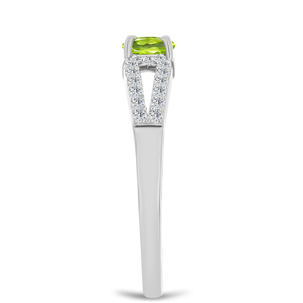 Silberring mit Peridot aus Changbai und weißem Topas 4 