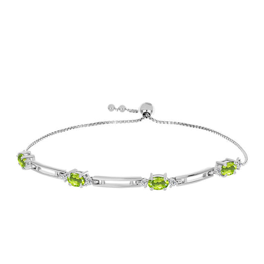 Silberarmband mit Peridot aus Changbai und weißem Topas
