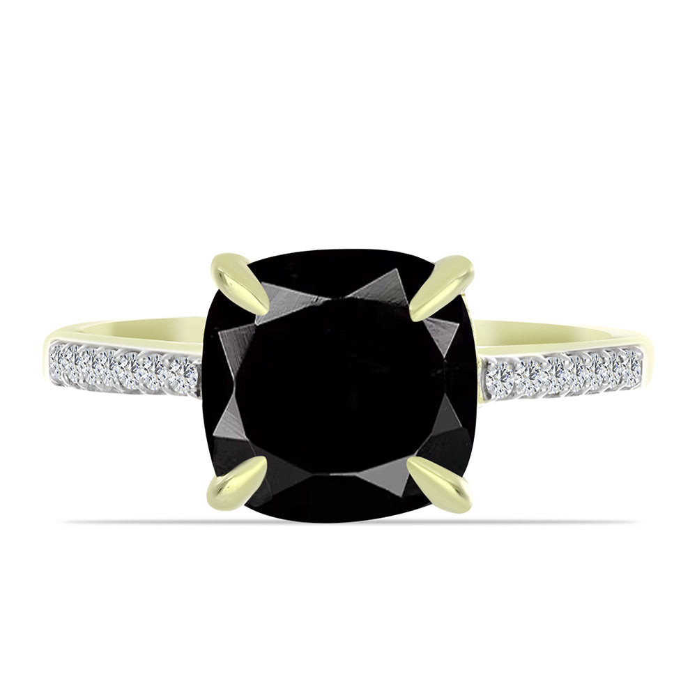 Goldplattierter Silberring mit schwarzem Onyx aus Suwar und weißem Topas