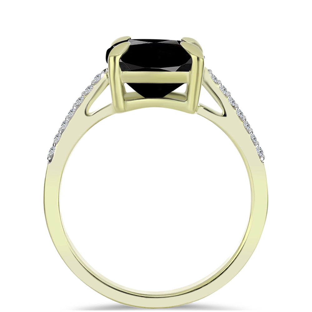 Goldplattierter Silberring mit schwarzem Onyx aus Suwar und weißem Topas