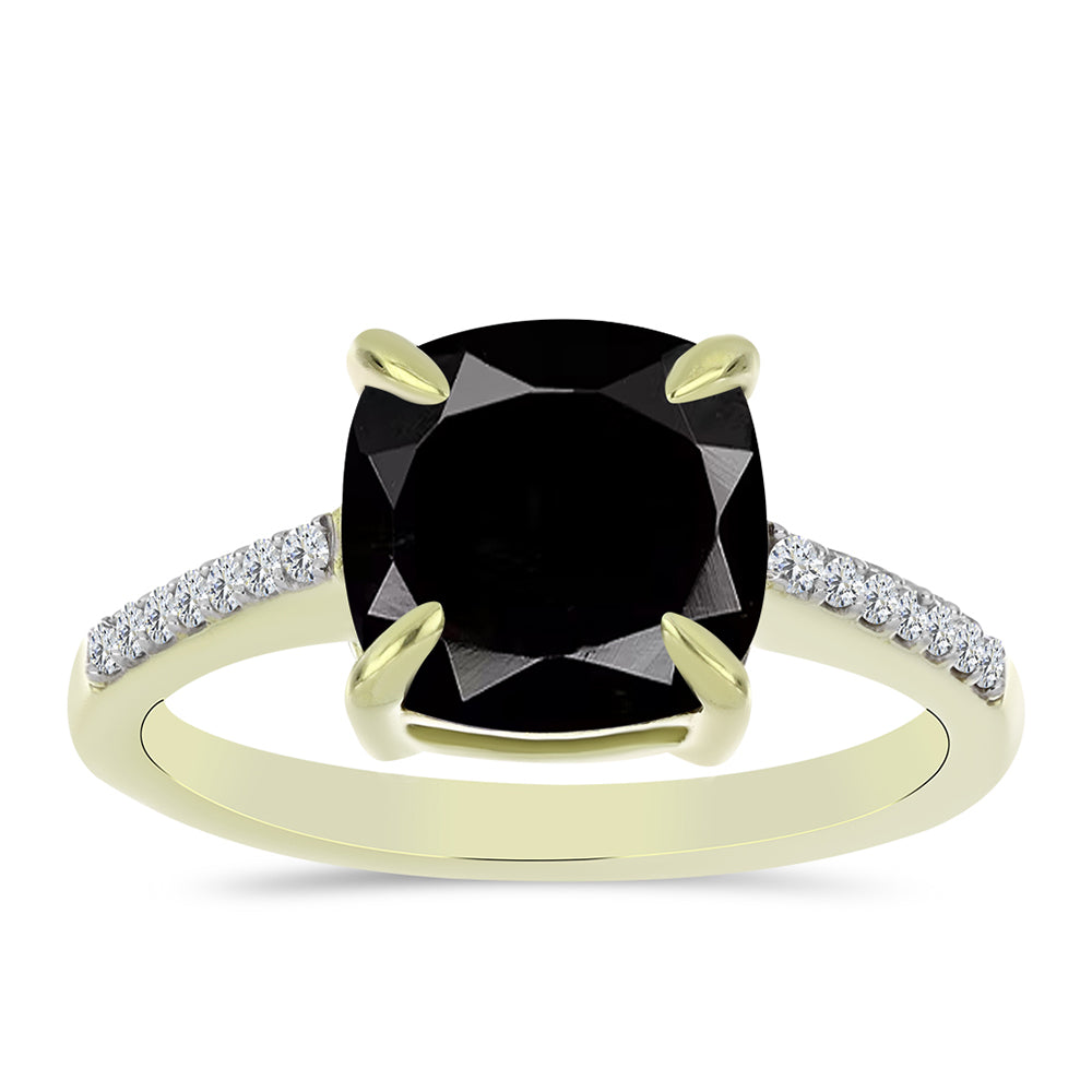 Goldplattierter Silberring mit schwarzem Onyx aus Suwar und weißem Topas 3 