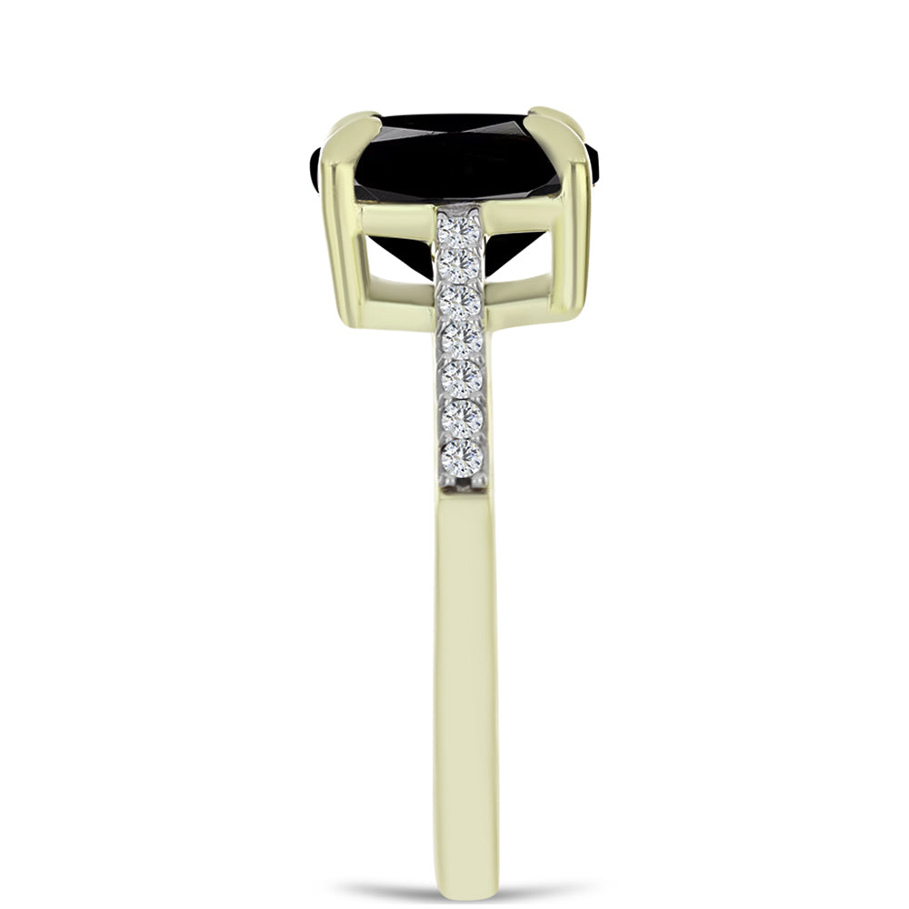 Goldplattierter Silberring mit schwarzem Onyx aus Suwar und weißem Topas 4 