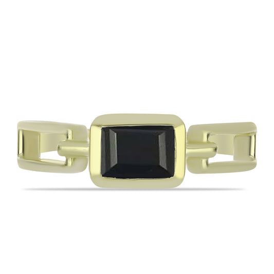 Goldplattierter Silberring mit schwarzem Onyx aus Suwar