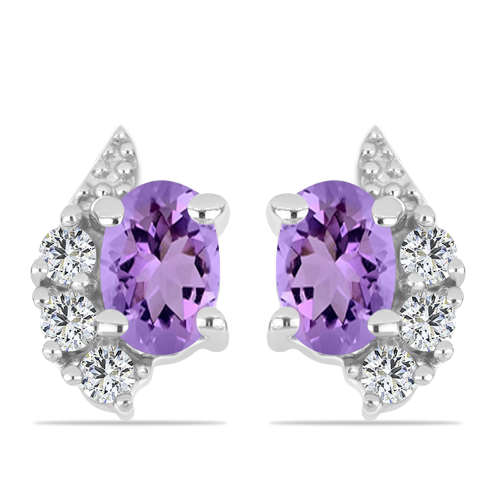 Silberohrringe mit Rose De France Amethyst und weißem Topas 1 