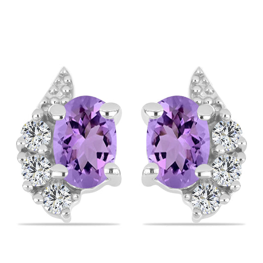 Silberohrringe mit Rose De France Amethyst und weißem Topas