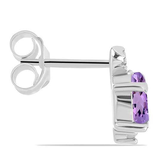 Silberohrringe mit Rose De France Amethyst und weißem Topas